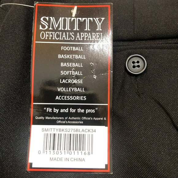 SMITTY BKS275 Flat Front Officials Pants 34W NWT - Picture 3 of 4